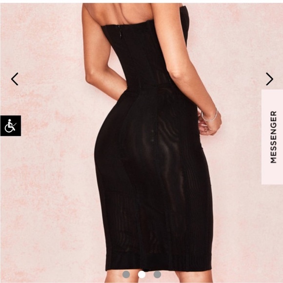 House of CB SEXY CORSET BLACK MESH STRAPLESS COCKTAIL LBD TUBE DRESS MEDIUM - Picture 5 of 11